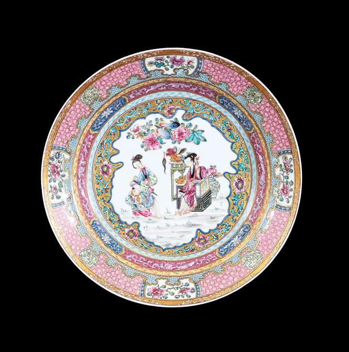 GG: French eggshell porcelain rubyback dish made by Samson